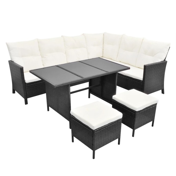 Set Mobilier De Grădină Cu Perne 4 Piese Negru Poliratan 43096